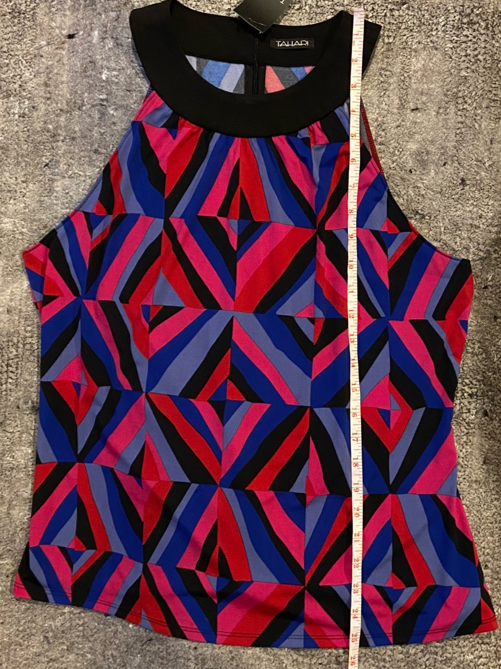 Tahari Black Womens Top with Pink & Blue Accent Y2K Ronita Blouse - Picture 8 of 8